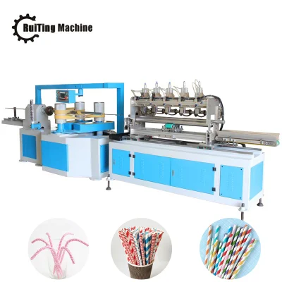 Máquina para beber paja de papel que se forma después del corte longitudinal